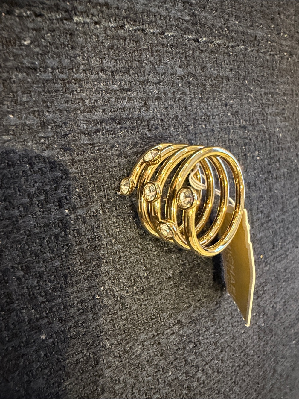 Michael Kors Gold-Tone Multi-Band Crystal Ring
